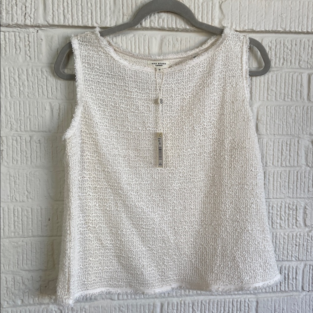 Max Studio Cream Textured Knit Top